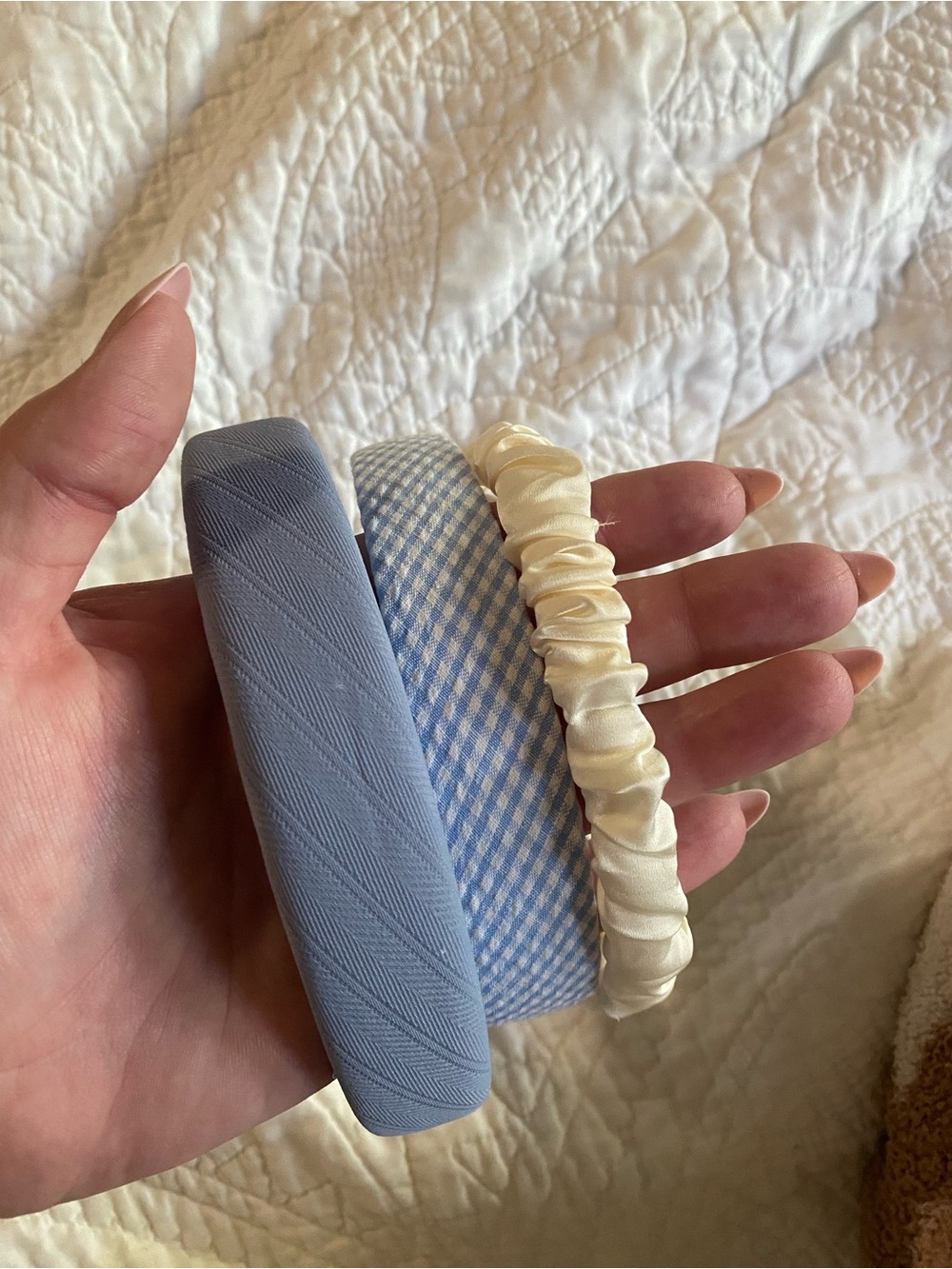 Pack of 3 Women’s Headbands in Light Blue and Cream